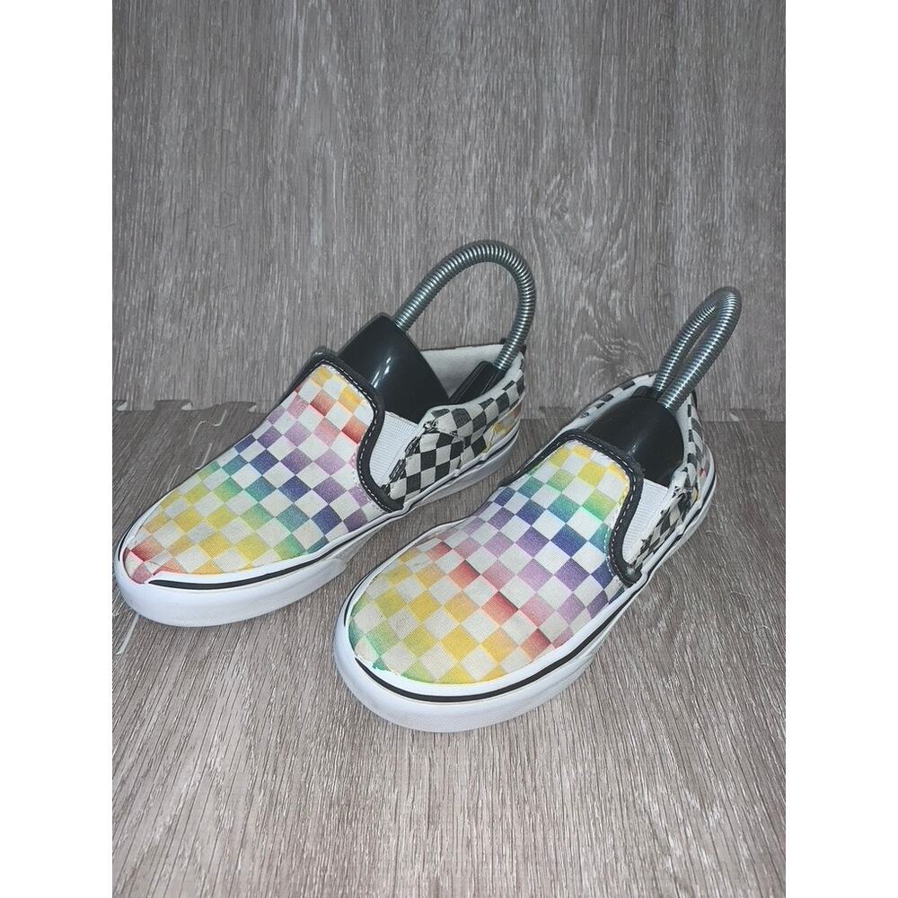 Vans Slip-On Shoes Missy Size 2.0 Multicolor‎ Rainbow Checkered Casual
